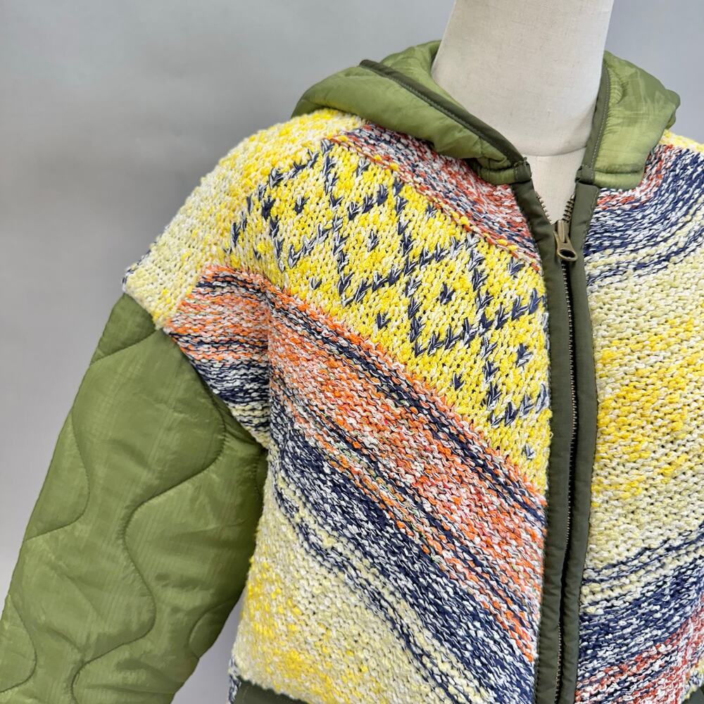 Pilcro Baja Knit & Quilted Puffer Liner Coat Size XS Boho Oversized Boxy - Picture 4 of 16